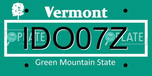 IDO07Z Vermont License Plate
