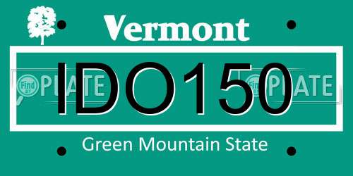 IDO150 Vermont License Plate