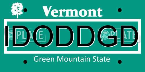 IDODDGD Vermont License Plate