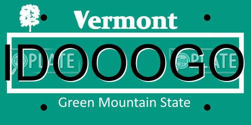 IDOOOGO Vermont License Plate