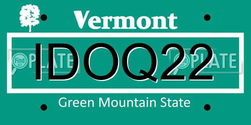 IDOQ22 Vermont License Plate