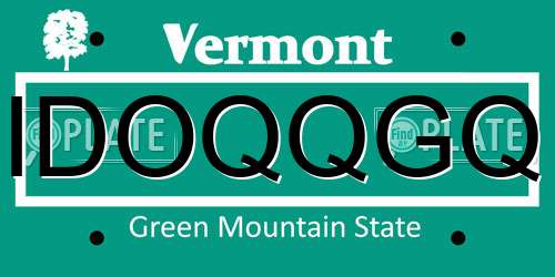 IDOQQGQ Vermont License Plate
