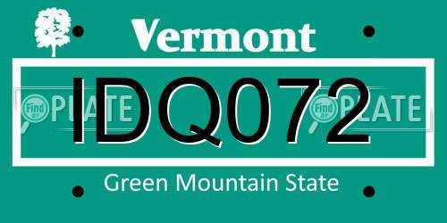 IDQ072 Vermont License Plate