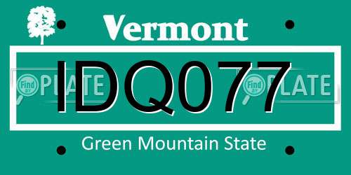 IDQ077 Vermont License Plate