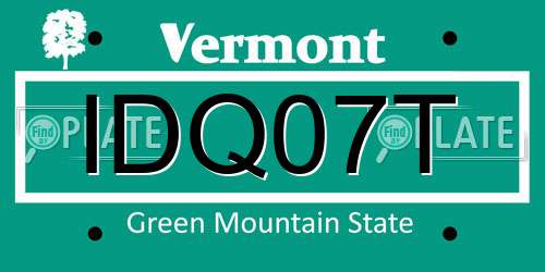 IDQ07T Vermont License Plate