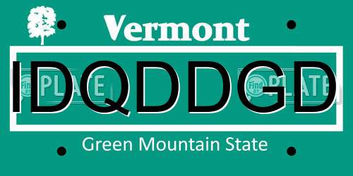 IDQDDGD Vermont License Plate