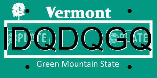 IDQDQGQ Vermont License Plate
