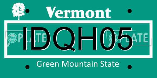 IDQH05 Vermont License Plate