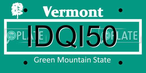 IDQI50 Vermont License Plate