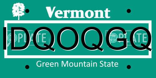 IDQOQGQ Vermont License Plate