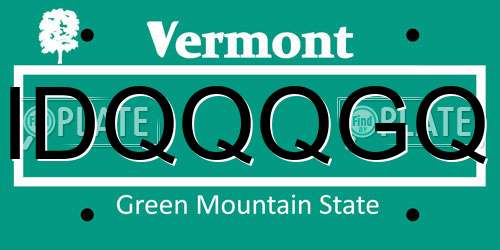 IDQQQGQ Vermont License Plate
