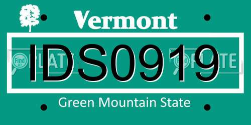 IDS0919 Vermont License Plate
