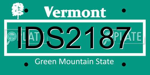IDS2187 Vermont License Plate