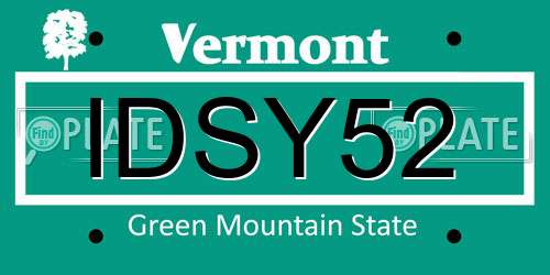 IDSY52 Vermont License Plate