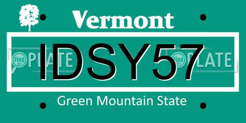 IDSY57 Vermont License Plate