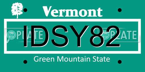 IDSY82 Vermont License Plate