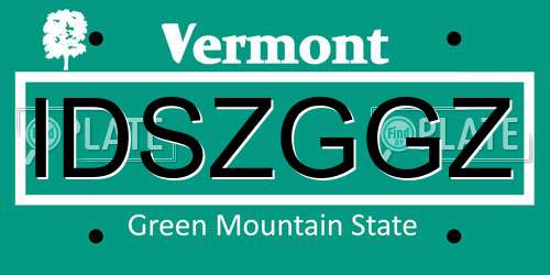 IDSZGGZ Vermont License Plate