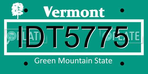 IDT5775 Vermont License Plate