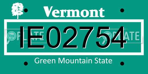 IE02754 Vermont License Plate
