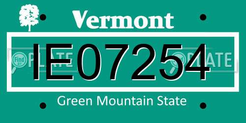 IE07254 Vermont License Plate