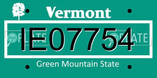IE07754 Vermont License Plate