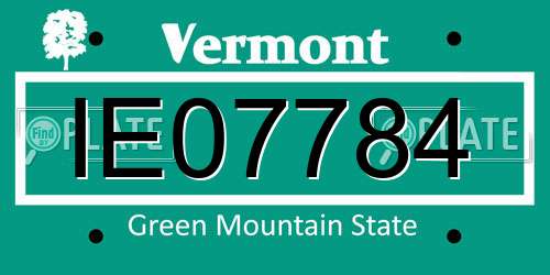 IE07784 Vermont License Plate