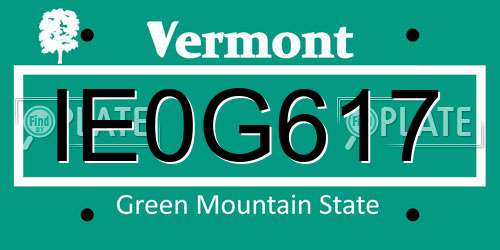 IE0G617 Vermont License Plate