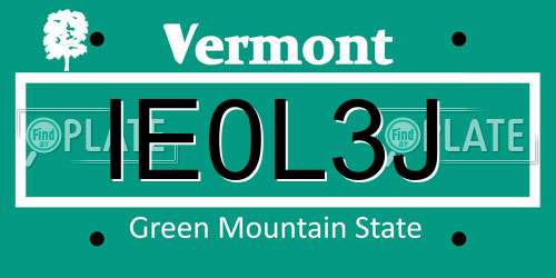 IE0L3J Vermont License Plate