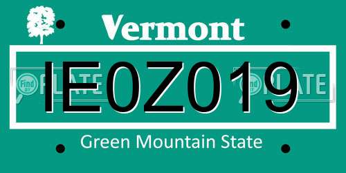 IE0Z019 Vermont License Plate