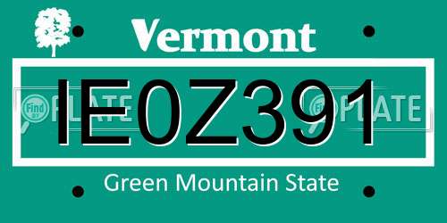 IE0Z391 Vermont License Plate