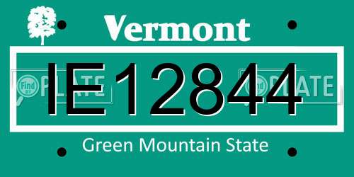 IE12844 Vermont License Plate