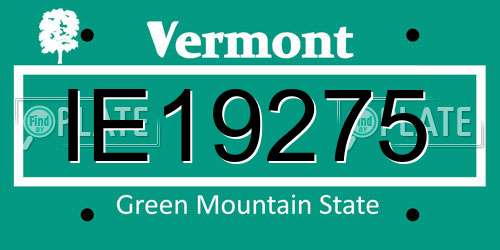 IE19275 Vermont License Plate