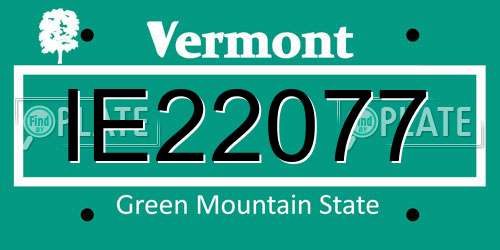 IE22077 Vermont License Plate