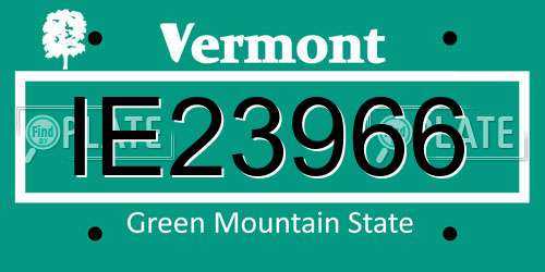 IE23966 Vermont License Plate