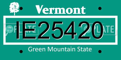 IE25420 Vermont License Plate