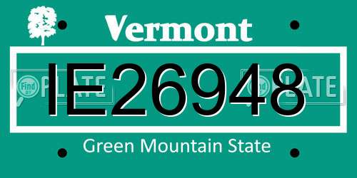 IE26948 Vermont License Plate