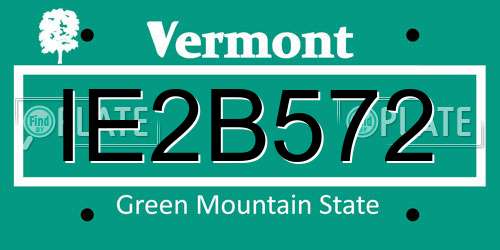 IE2B572 Vermont License Plate