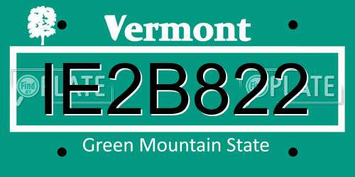 IE2B822 Vermont License Plate