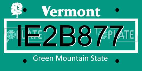 IE2B877 Vermont License Plate