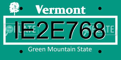 IE2E768 Vermont License Plate
