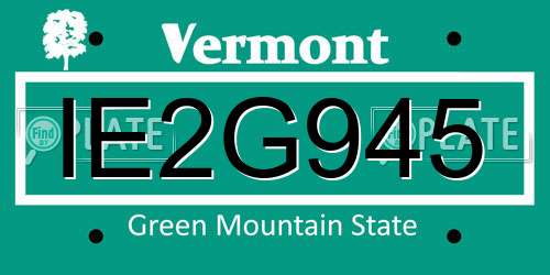 IE2G945 Vermont License Plate
