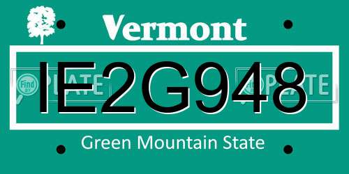 IE2G948 Vermont License Plate