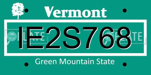IE2S768 Vermont License Plate