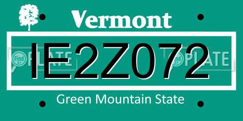IE2Z072 Vermont License Plate
