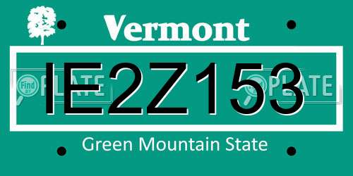 IE2Z153 Vermont License Plate