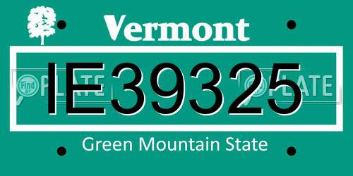 IE39325 Vermont License Plate