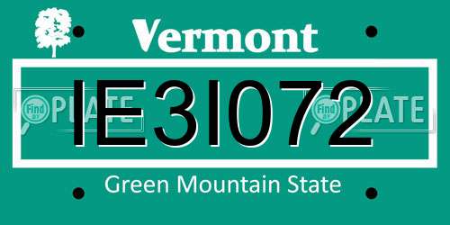 IE3I072 Vermont License Plate