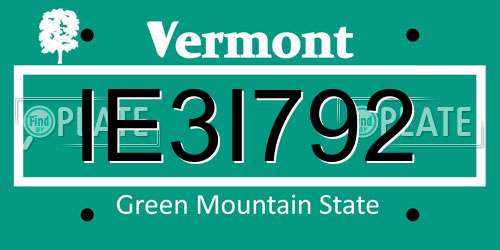 IE3I792 Vermont License Plate
