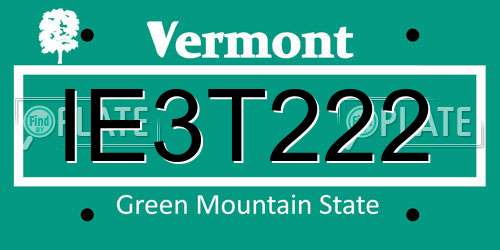 IE3T222 Vermont License Plate