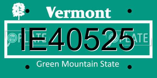 IE40525 Vermont License Plate